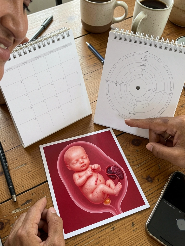 Dois calendários lado a lado, um com marcações mensais e outro com semanas numeradas de 1 a 40