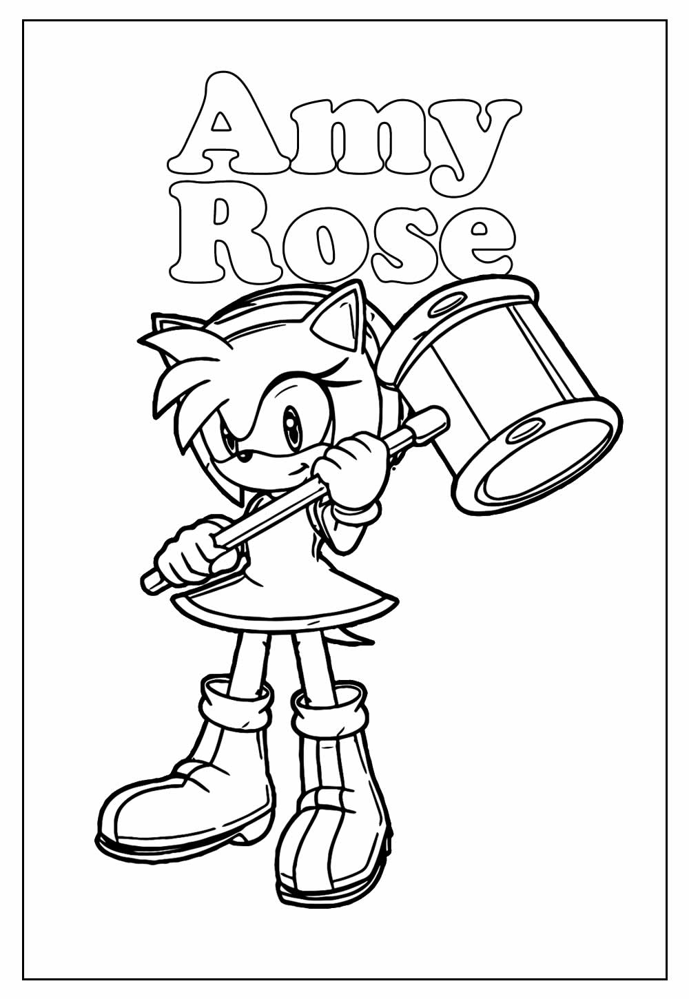 Desenho da Amy Rose Sonic para colorir