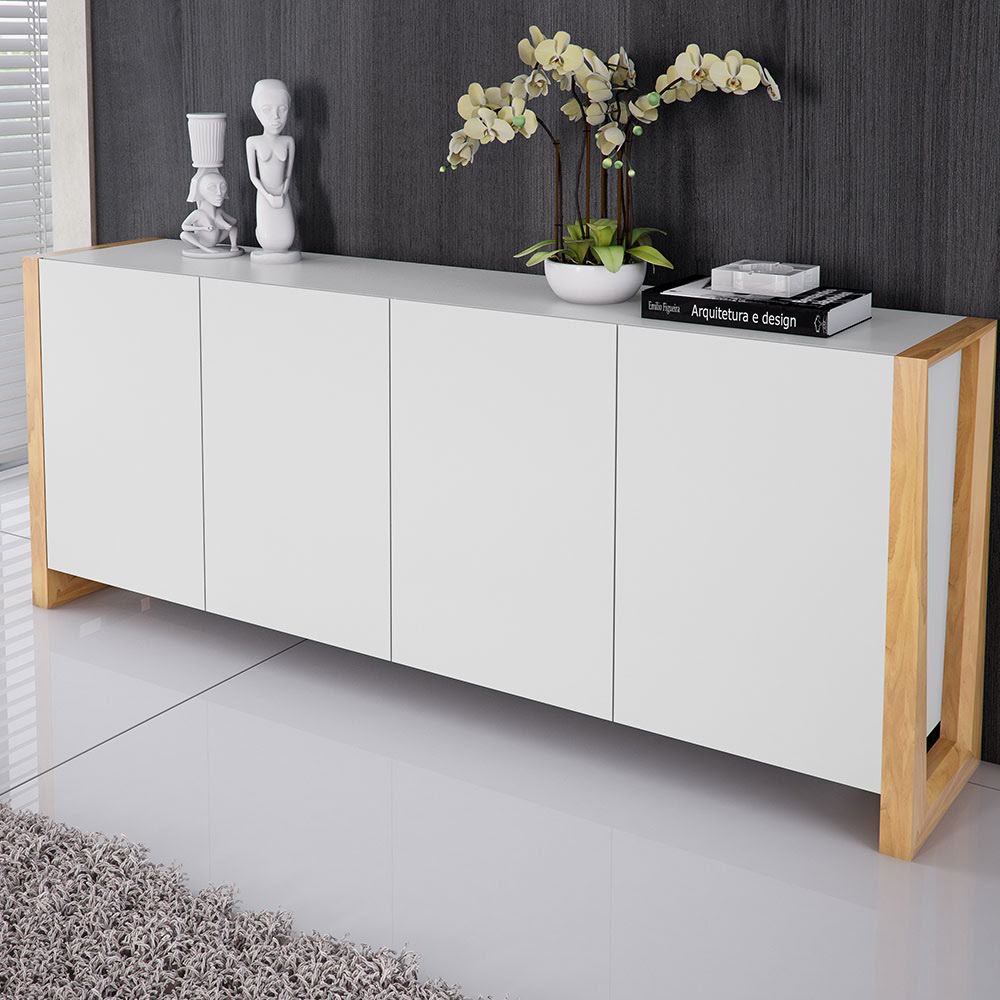 Aparador em laca off white suspenso