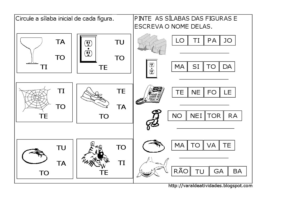 exercícios letra T alfabetização