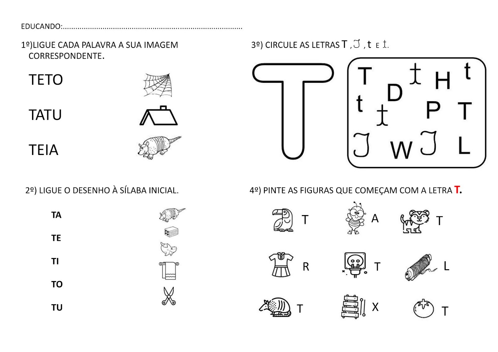 caça ao tesouro letra T