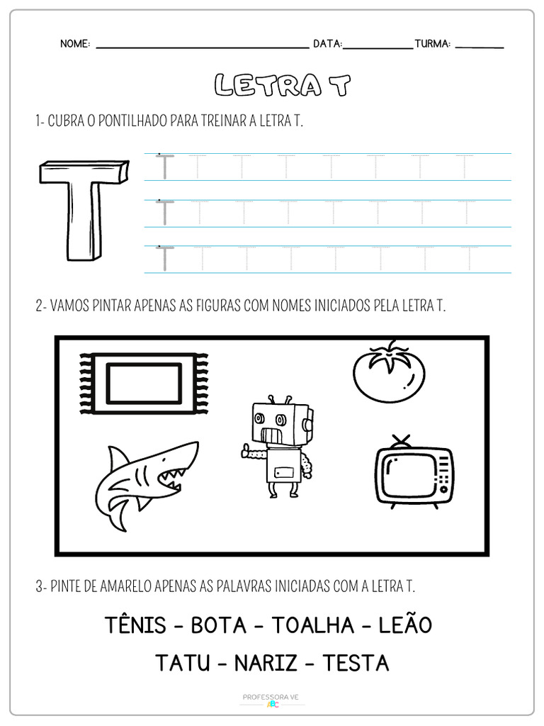 atividades de escrita letra T