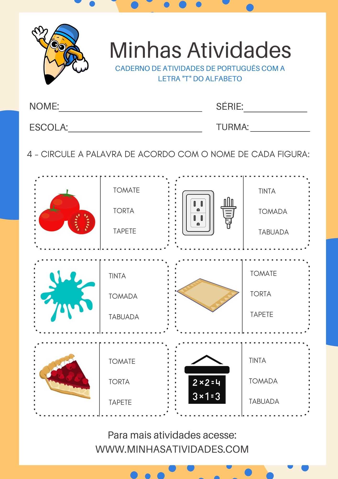 atividades com a letra T para imprimir