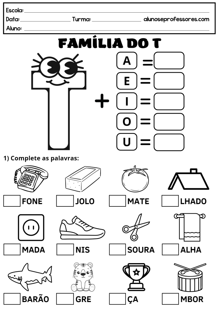 sílabas T atividades
