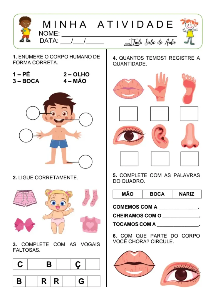 como ensinar partes do corpo para bebês