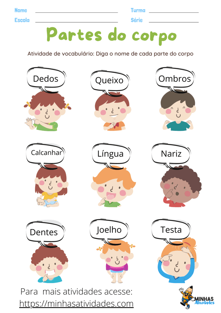 jogos partes do corpo educação infantil