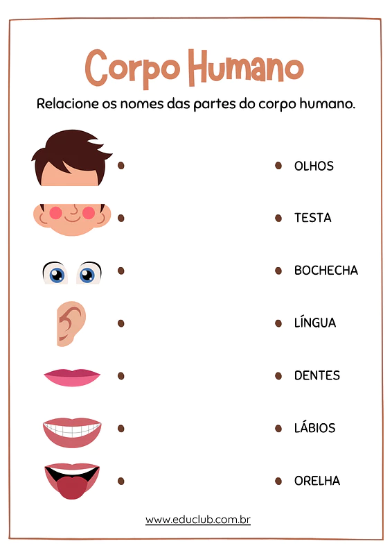 partes do rosto atividades educação infantil