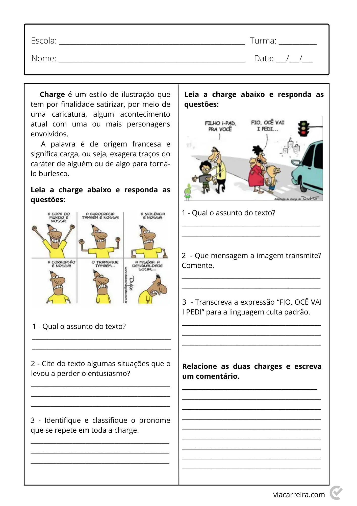 atividades de compreensão de leitura 7 ano