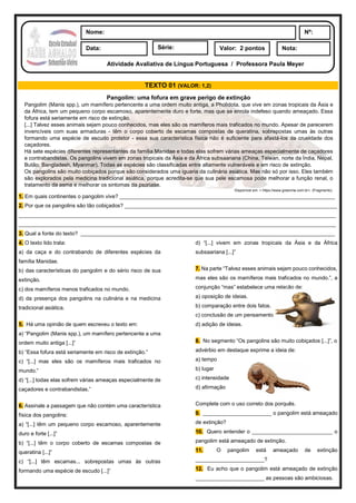 interpretação de gêneros textuais 7 ano