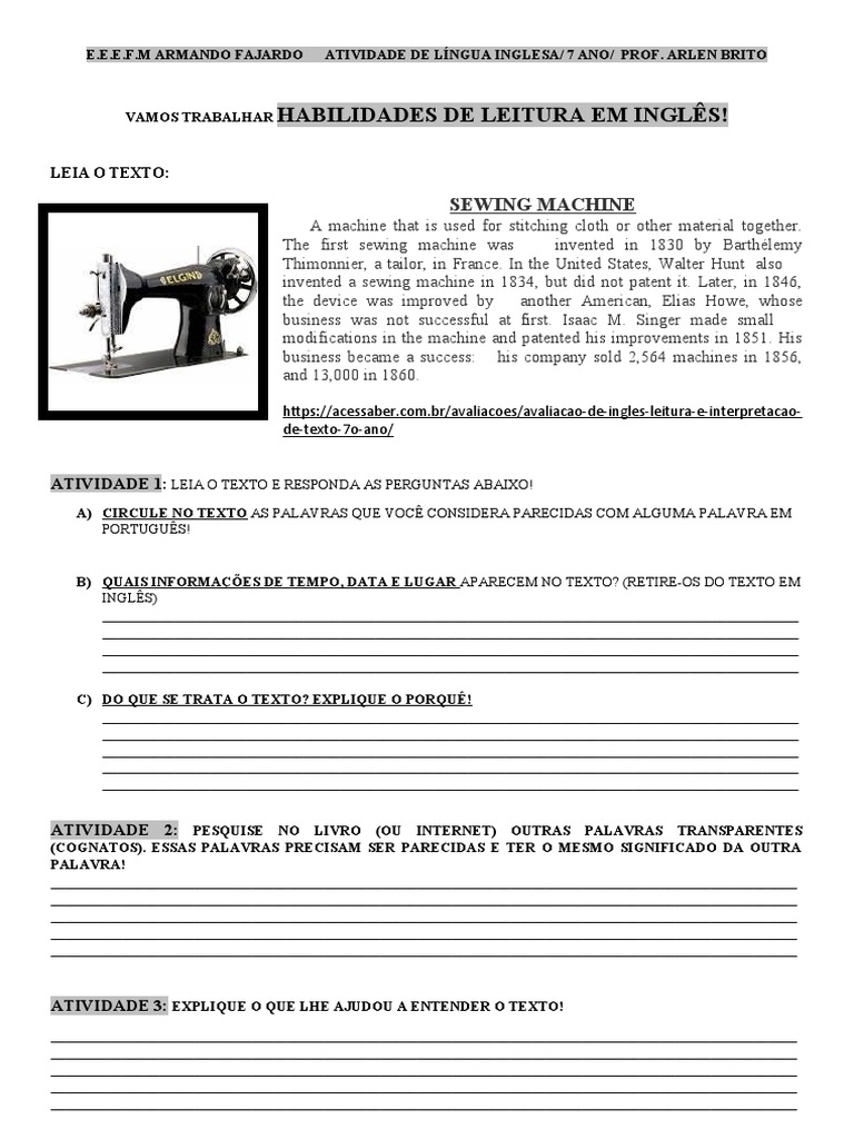 exercícios interpretação texto 7 ano com gabarito