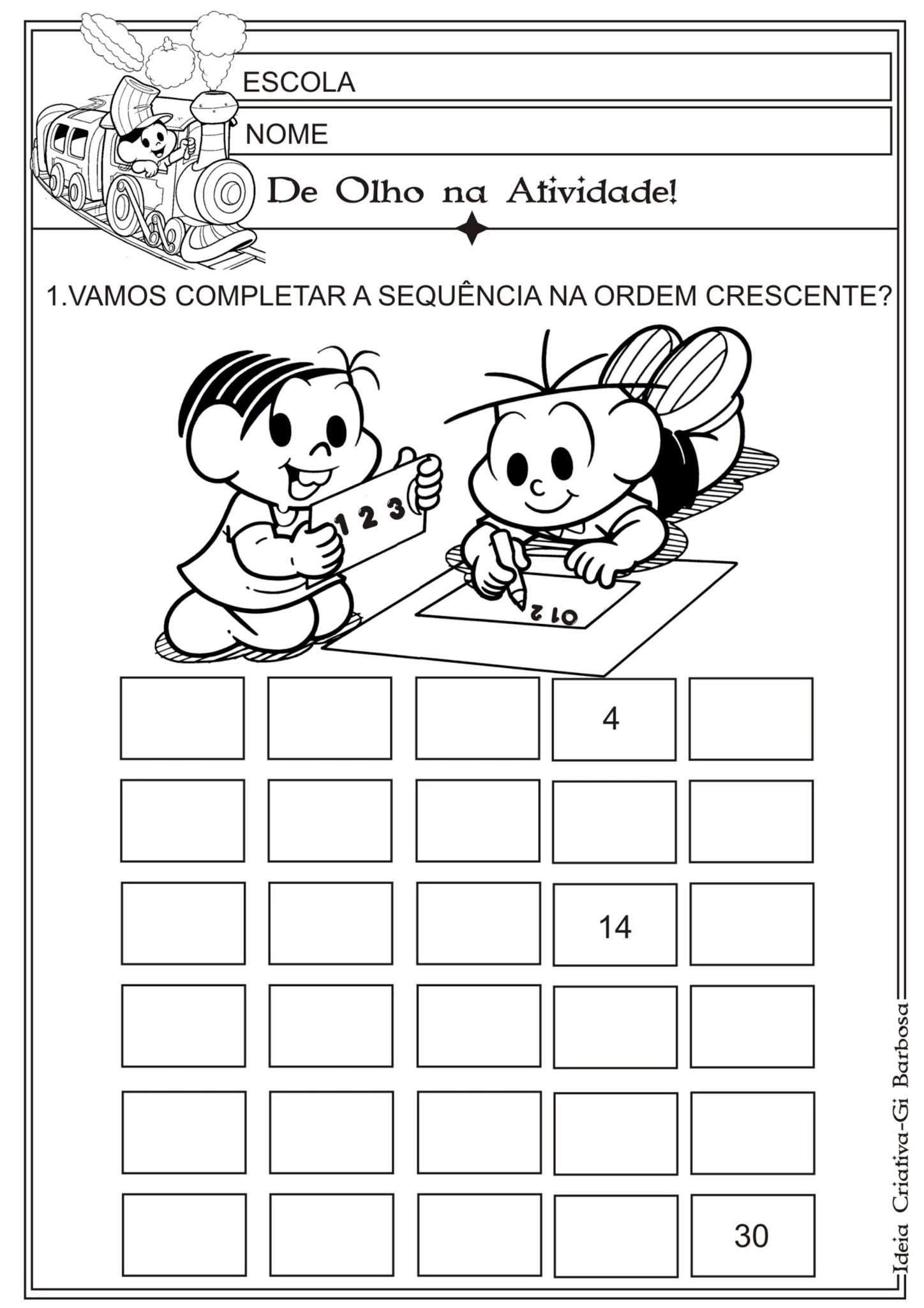 jogos de ordem crescente e decrescente para 1º ano