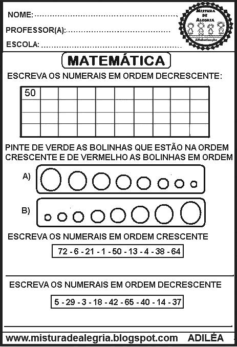 como ensinar ordem crescente e decrescente para crianças