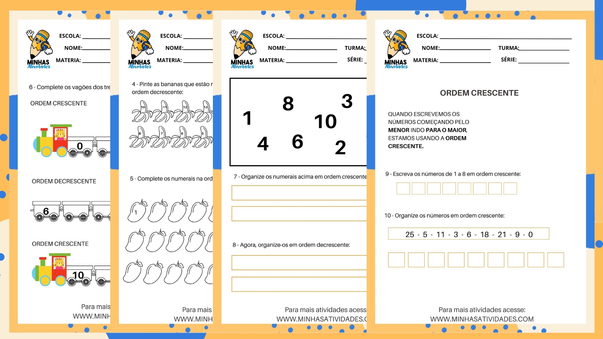 material didático ordem crescente decrescente 1 ano