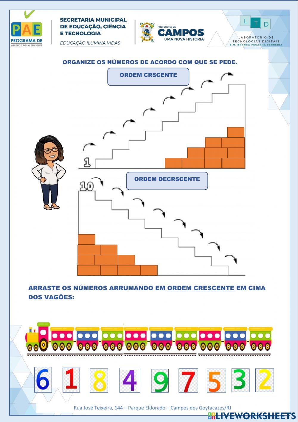 atividades de matemática para 1º ano ordem numérica