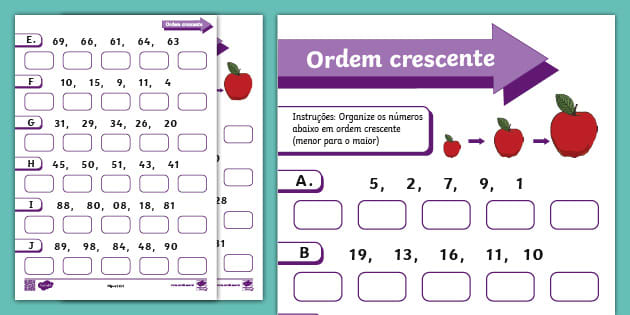 atividades de matemática para 1º ano ordem numérica