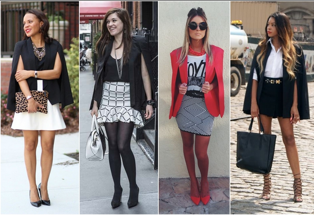 Blazer capa com jeans e salto