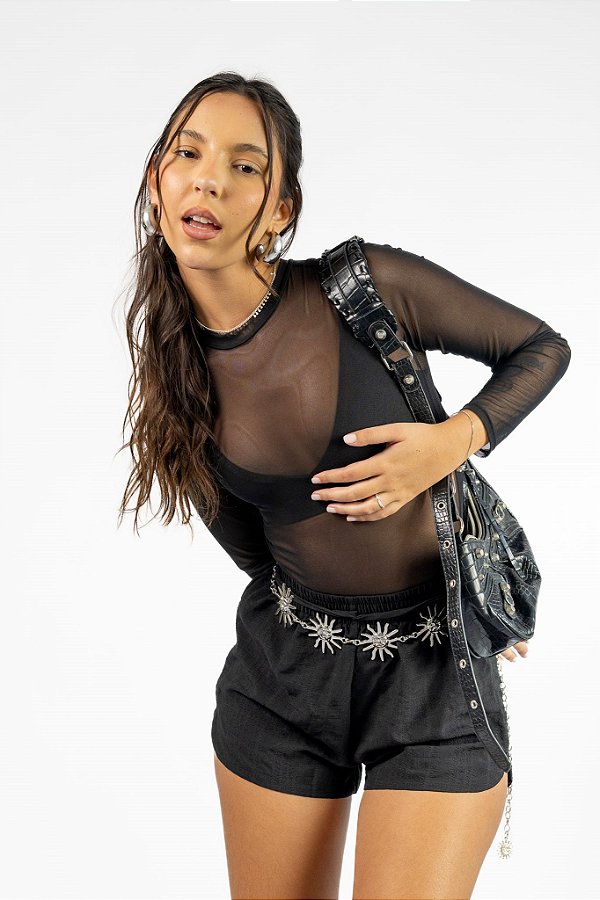 body de tule com estampa de animal