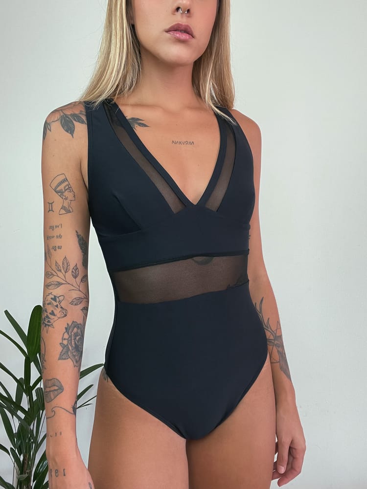 body de tule preto