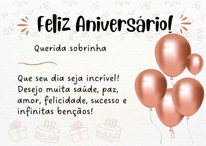 cartão de aniversário para sobrinha querida