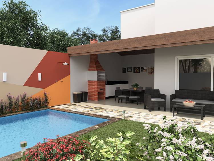 Casa caixote com platibanda