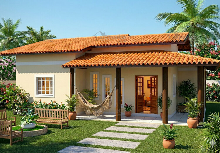 Casa caixote com platibanda