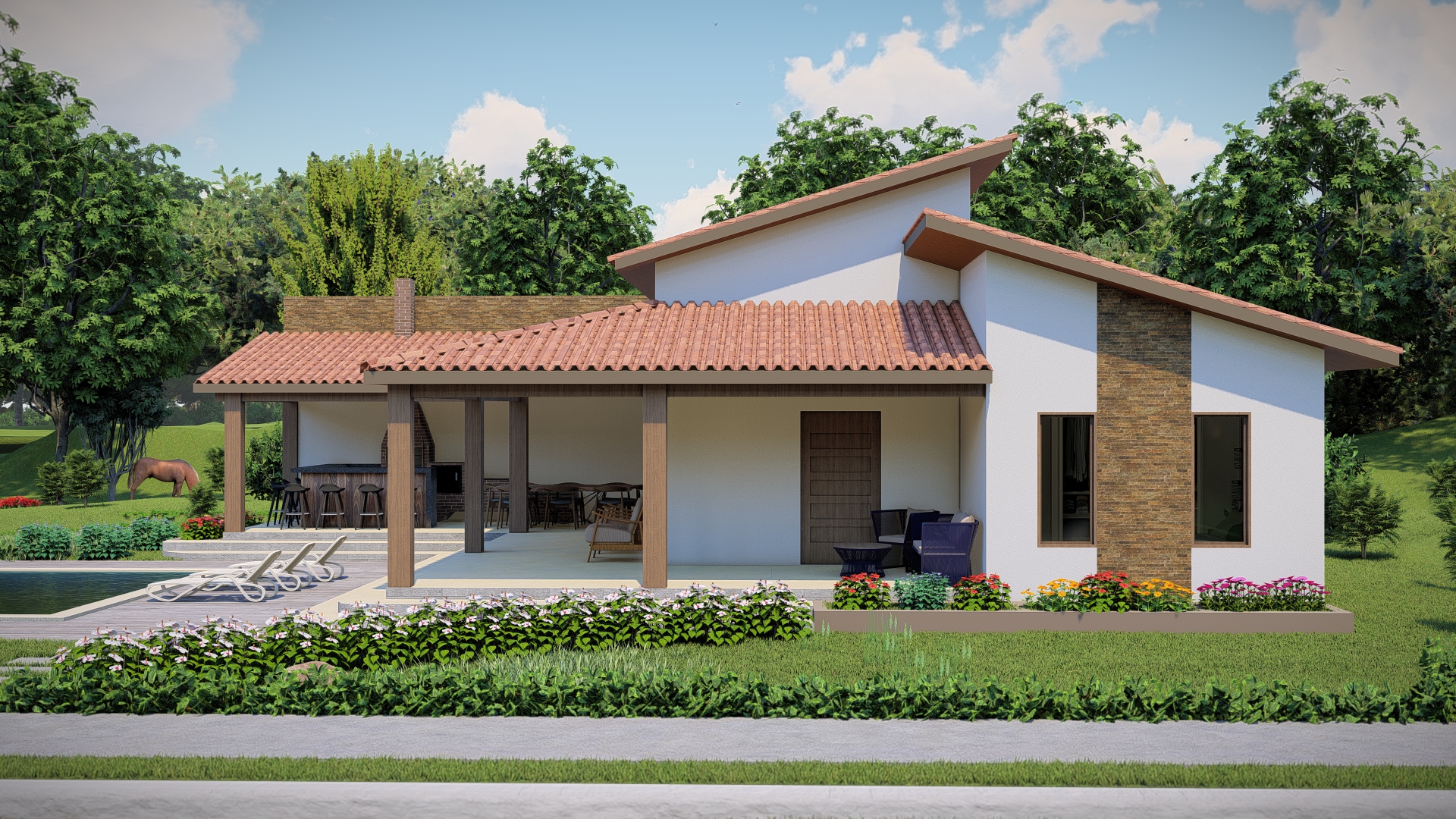 Projeto casa moderna retangular