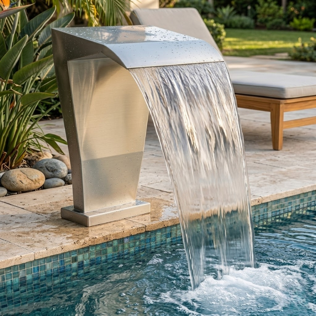 cascata de vidro para piscina pequena