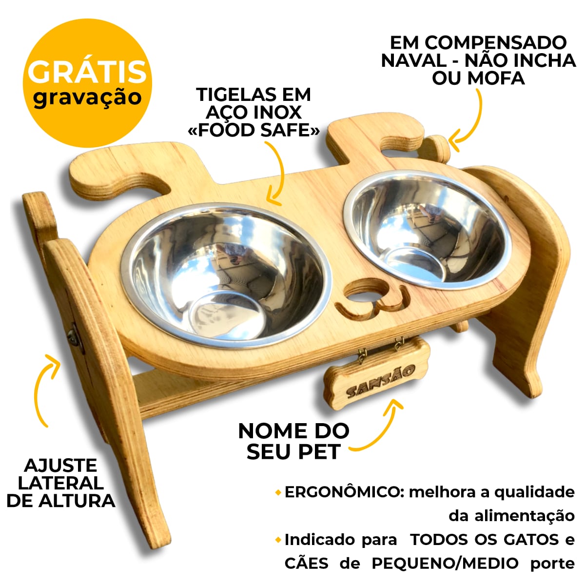 Comedouro elevado duplo
