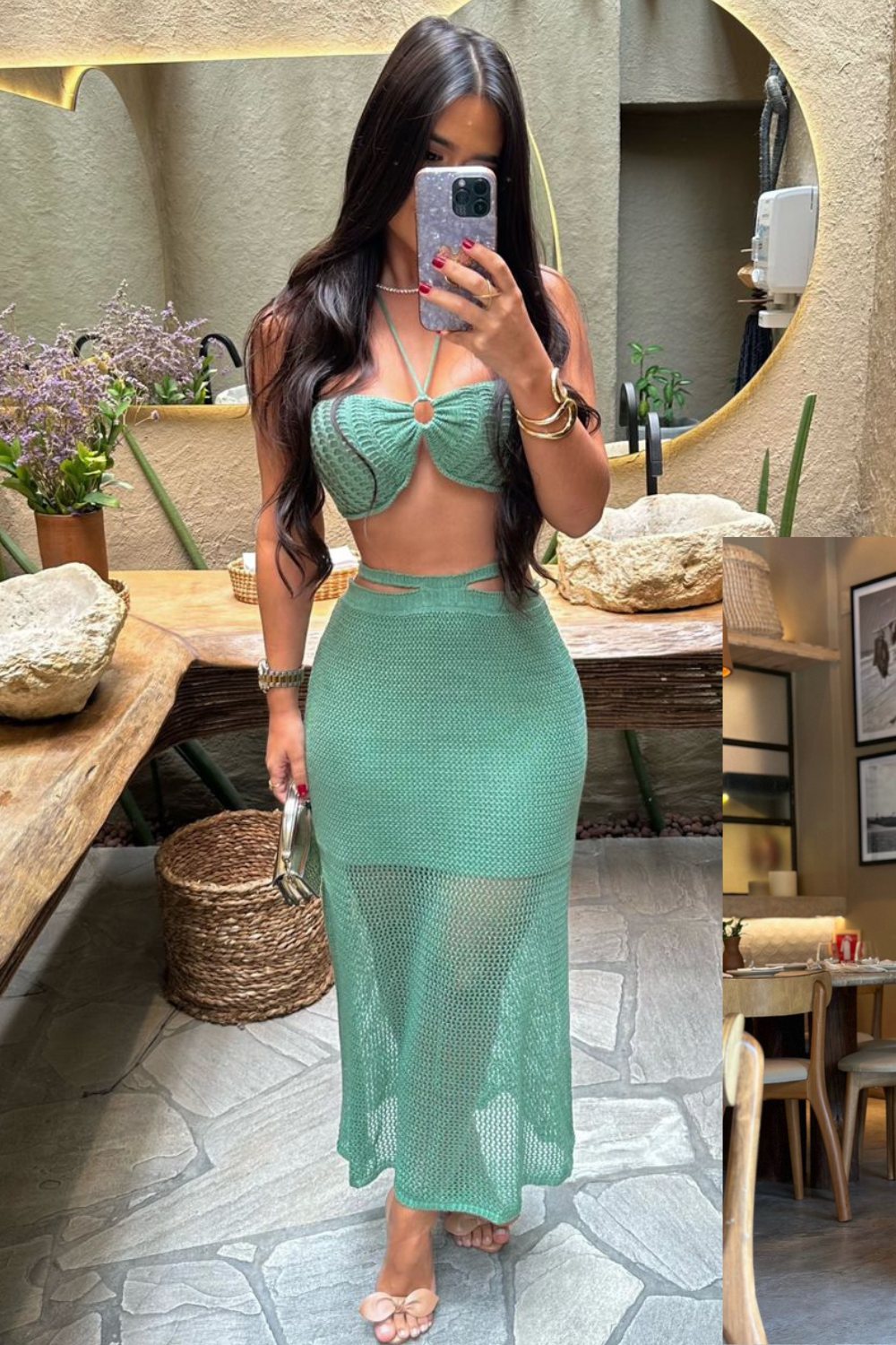 Conjunto saia longa e cropped para o dia a dia