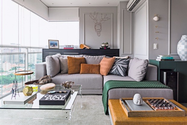 ideias de decoração sofá cinza com almofadas
