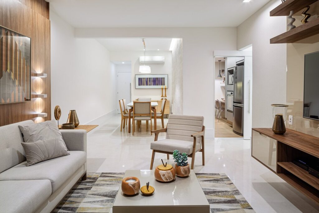 paleta de cores neutras com pontos de destaque