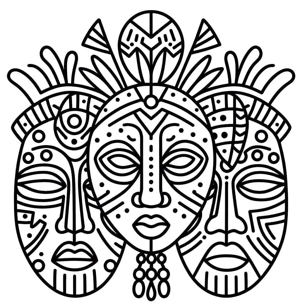 desenho máscaras áfricanas para colorir