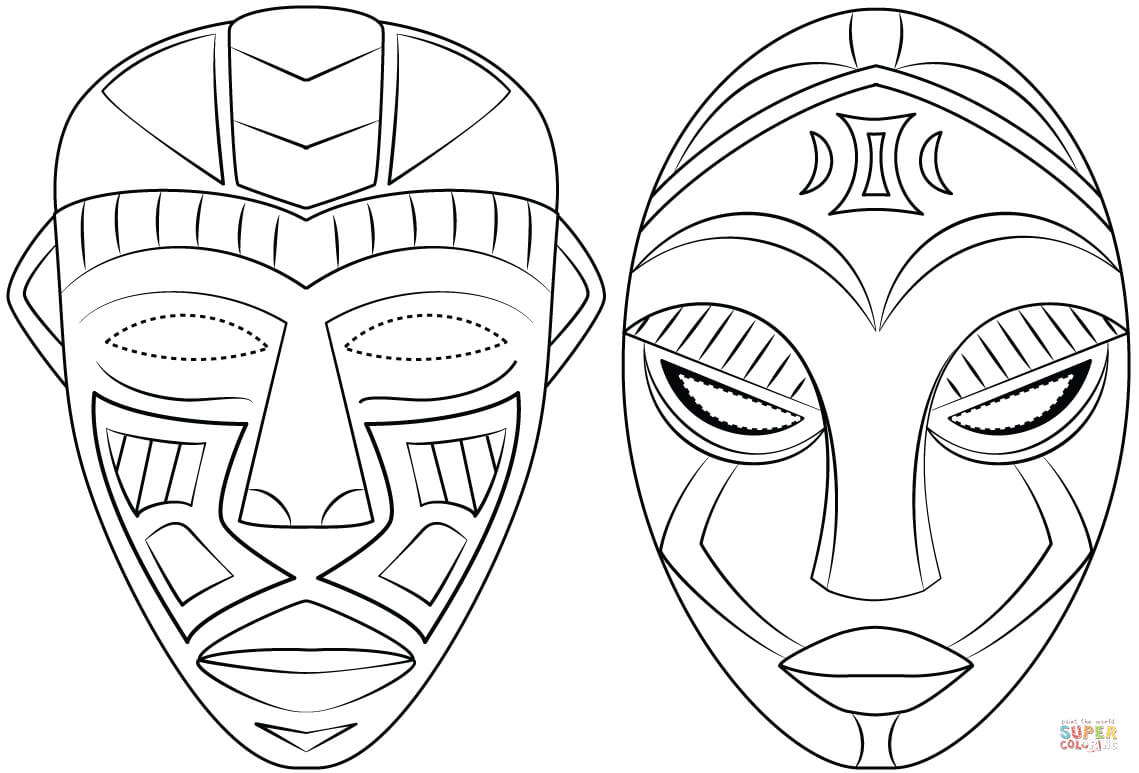 tipos específicos de máscaras africanas para colorir