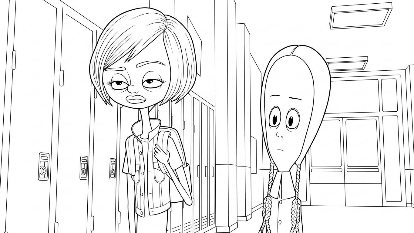 wandinha e enid desenho para imprimir