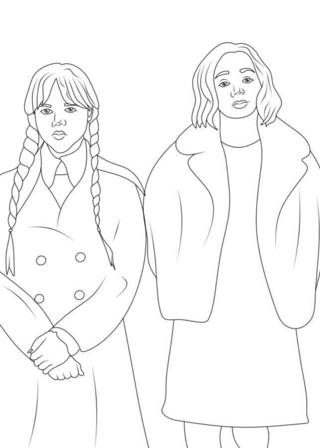 desenhos fofos wandinha e enid