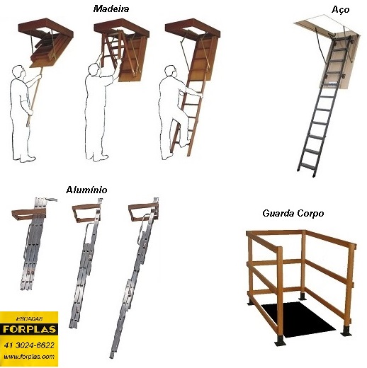 Escada dobrável para sótão