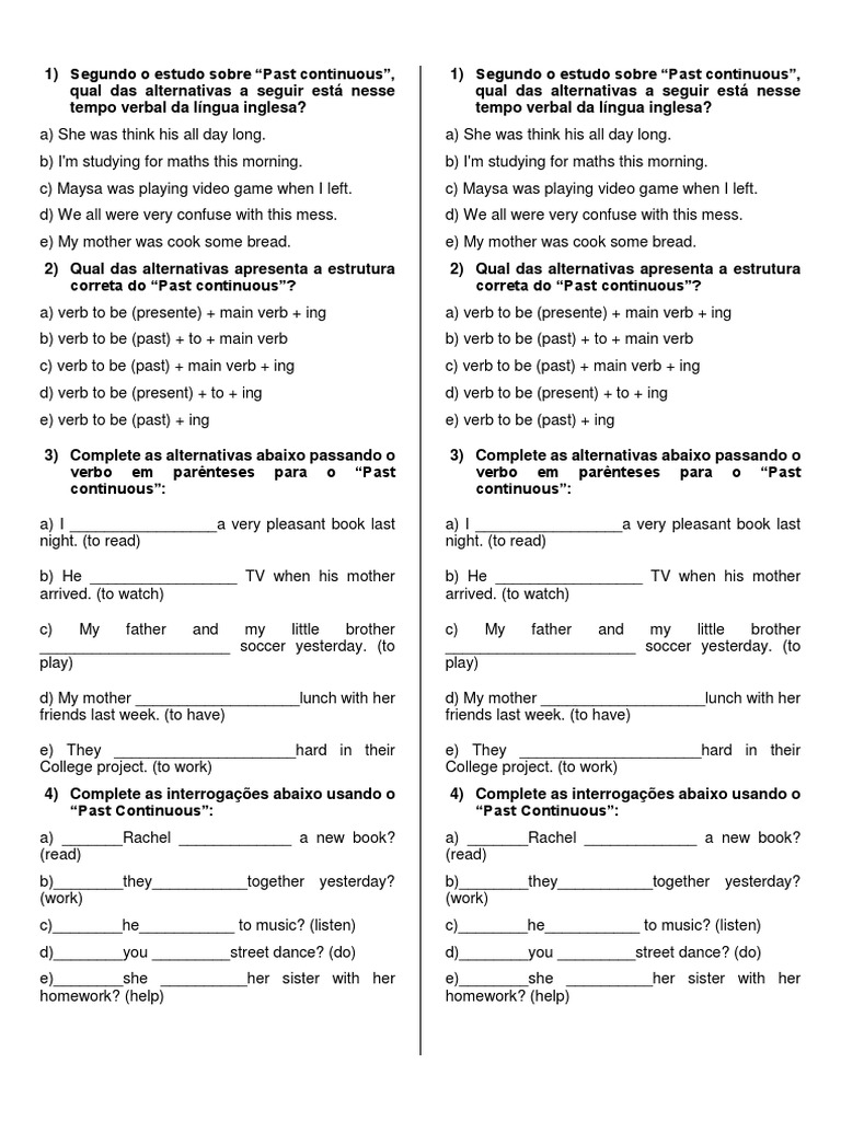 past continuous vs simple past qual a diferença