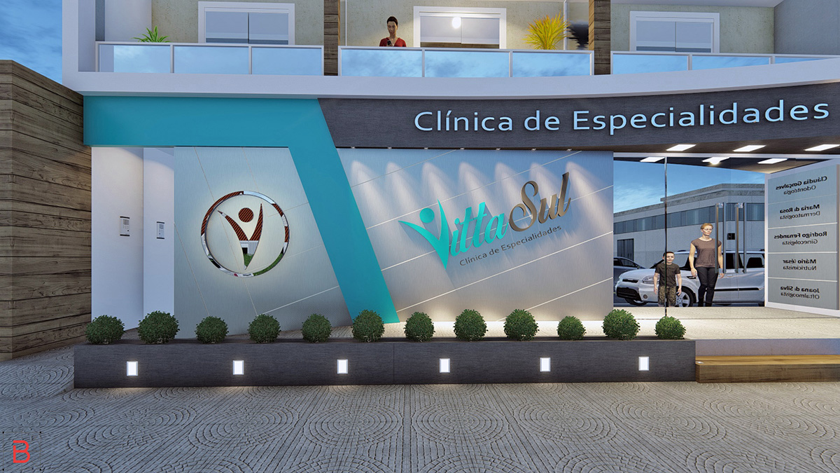fachada consultório odontológico com logo