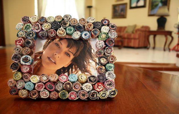 como fazer moldura de papel para fotos