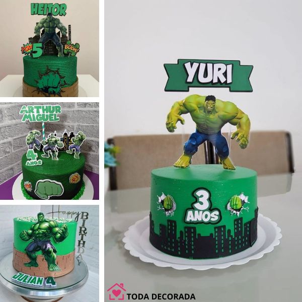 Bolo do Hulk em pasta americana