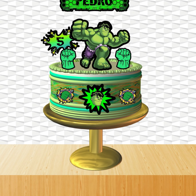 Bolo do Hulk com muro de pasta americana