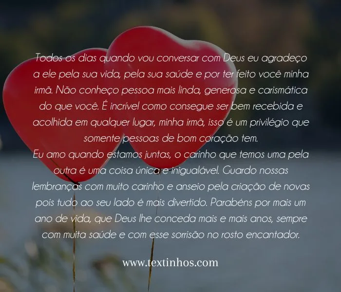 frases parabéns irmã de consideração