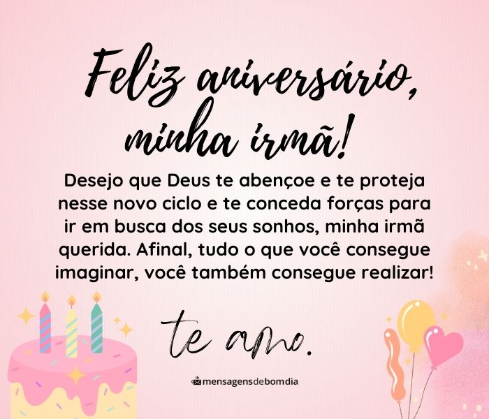 cartão de aniversário para irmã