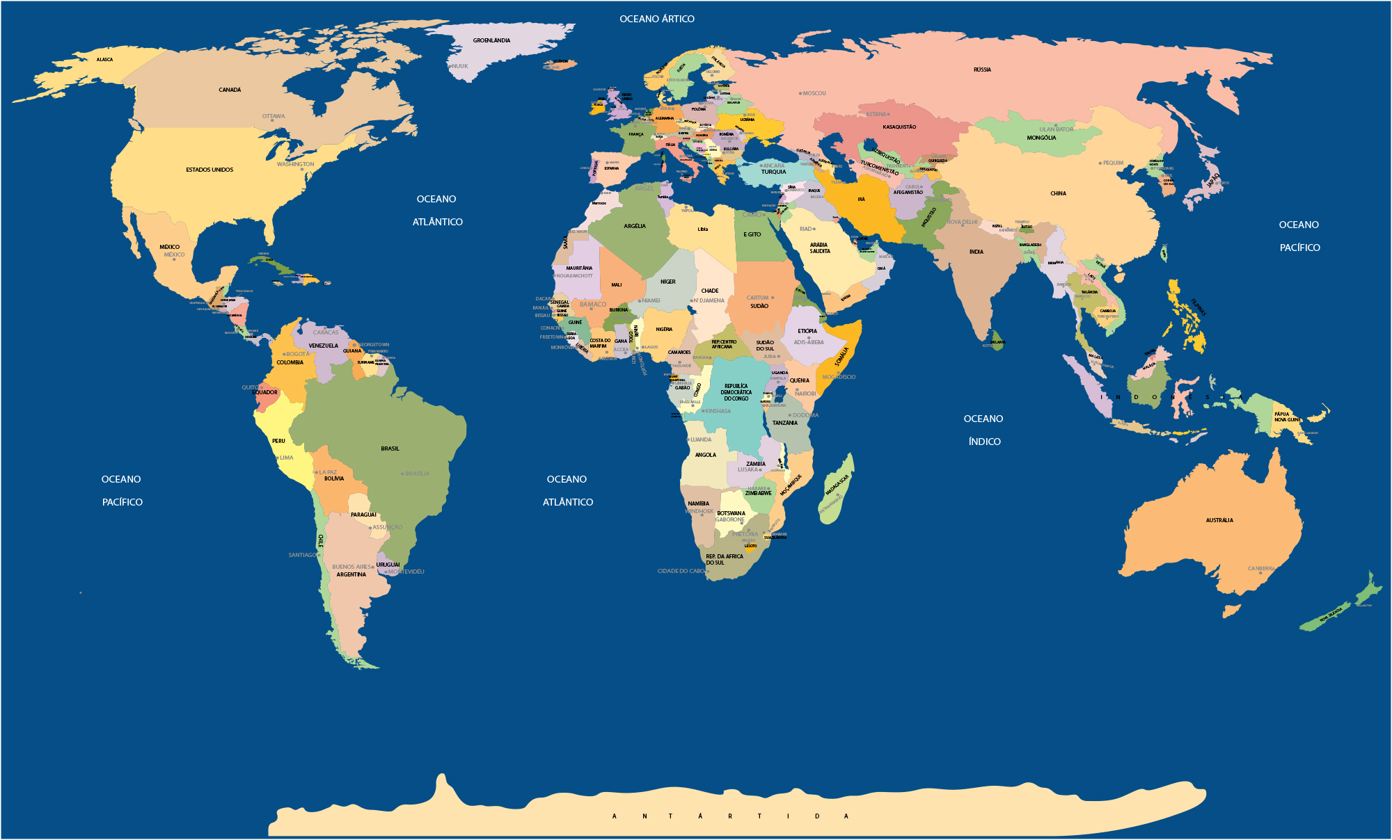 mapa mundi com nomes dos paises atualizado 2026