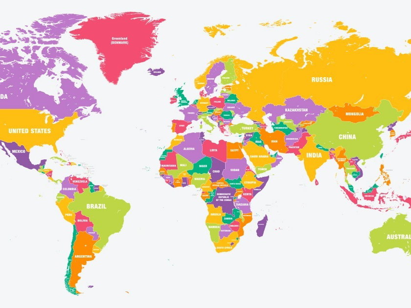 mapa politico do mundo com todos os paises