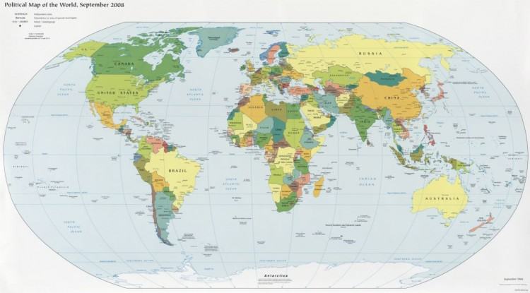 mapa dos 7 continentes e seus paises