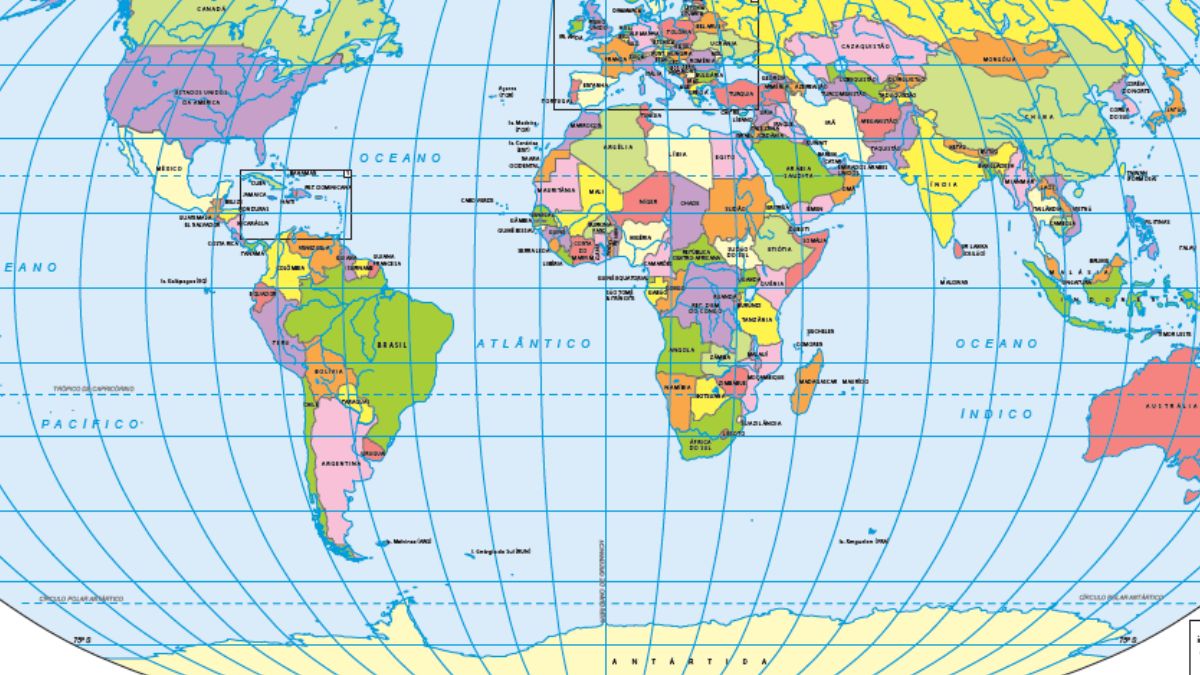 mapa dos 7 continentes e seus paises