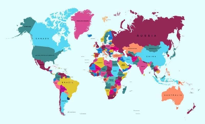 mapa mundi com nomes dos paises e oceanos