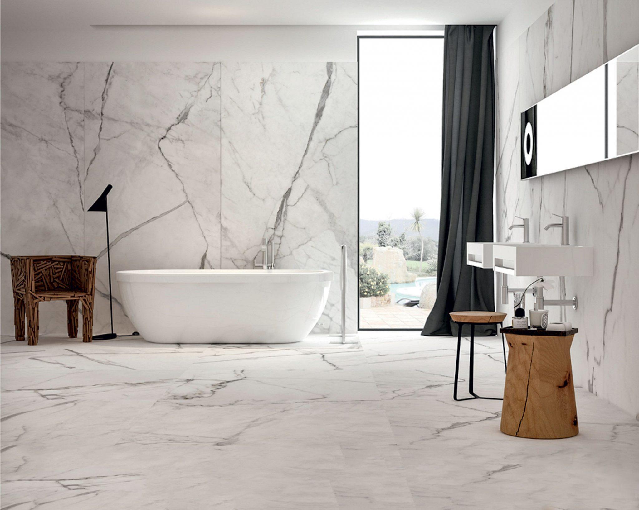 mármore carrara vs porcelanato para banheiro