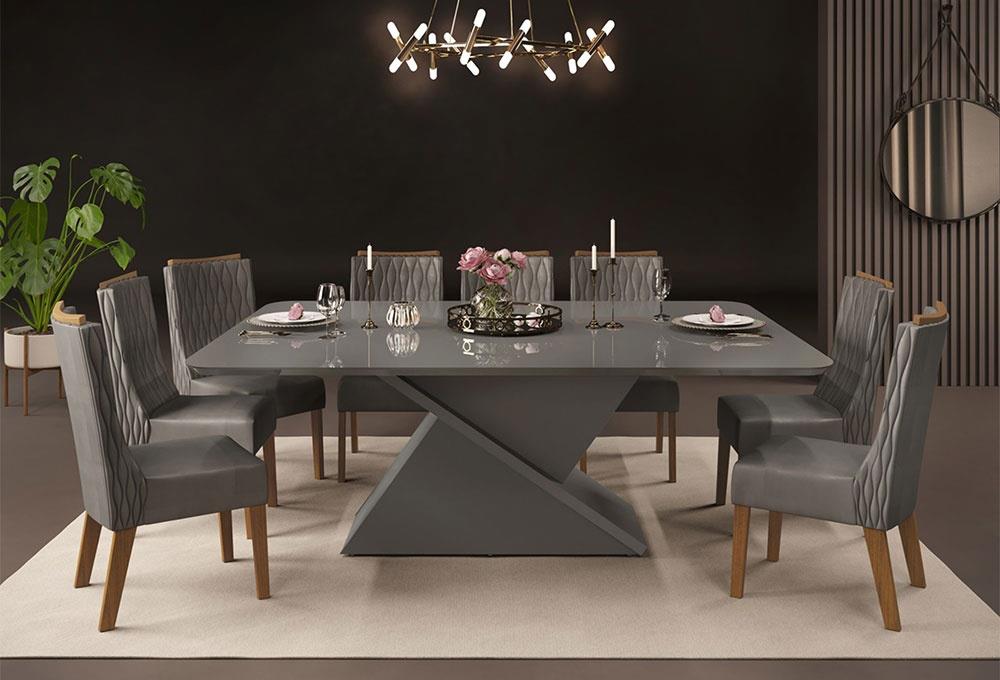 mesa de jantar quadrada 8 lugares contemporânea luxo